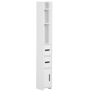 kleankin Freestanding Bathroom Cabinet w/ Open Shelves 3 Cupboards, White
