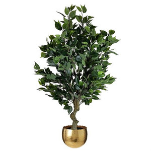 100cm Leaf Realistic Artificial Ficus Tree / Plant Bush Ficus Gold Curve Planter