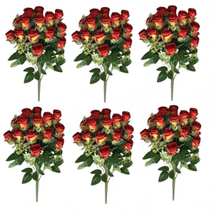 Pack of 6 x 52cm Artificial Red Rose Bunch