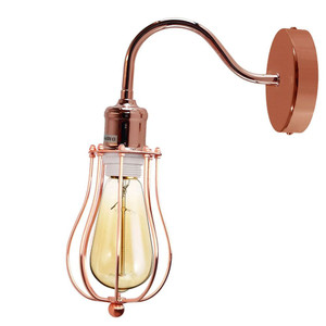 Modern Industrial Wall Light Rustic Sconce Lamp Metal Cage Shade | Indoor Fixture for Home, Cafe, Bar | Best Quality - With Bulb / Rose Gold