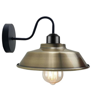 Retro Industrial Wall Lights - E27 Indoor Sconce - Metal Bowl Shape Shade - Basement, Bedroom, Home Office - Without Bulb / Green Brass