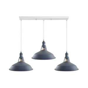 Industrial Vintage Loft Kitchen Bar 3 Lights Ceiling Barn-slotted Metal E27 - with bulb / White, Grey