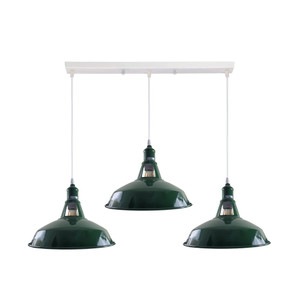 Industrial Vintage Loft Kitchen Bar 3 Lights Ceiling Barn-slotted Metal E27 - without bulb / White, Green