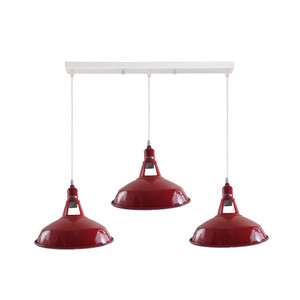 Industrial Vintage Loft Kitchen Bar 3 Lights Ceiling Barn-slotted Metal E27 - without bulb / White, Red