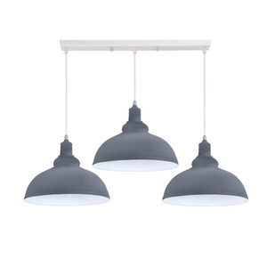 Industrial Vintage Loft Kitchen Bar 3 Lights Fittings Ceiling Curvy Metal E27 - with bulb / Grey, White