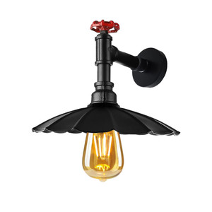 Vintage Industrial Retro Wall Shade Water Lighting E27 60W Kitchen Restaurant - with bulb / Black