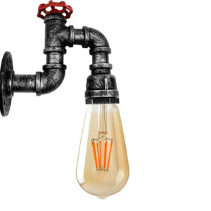 Vintage Industrial Water Pipe Lamp Retro Light Steampunk Wall Sconce - with bulb / Brushed Silver