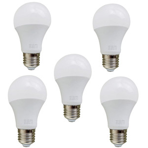 E27 9W Energy Saving Warm White LED Light Bulbs A60 E27 Screw-in non dimmable bulbs - Pack 5