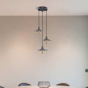 Vintage 3 Head Pendant Ceiling Lamp Shade | Rustic Metal Brushed Brass | Modern Style | E27 Base