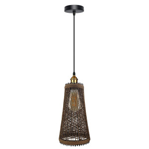 Vintage Industrial Rattan Wicker Pendant Light Shade - Stylish Ceiling Lamp for Home, Cafe, Bar - E27 Bulb Compatible