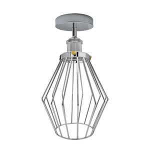 Vintage Retro Chrome Ceiling Light - Industrial Metal Semi Flush Mount - E27 Base - Edison Screw Type - Rust Resistant - 110V-240V