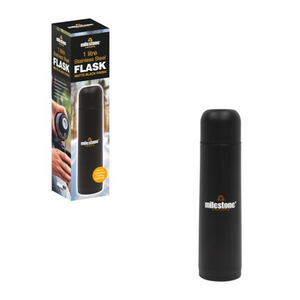Milestone Double Walled Stainless Steel Flask 1Ltr  - Matte Black Finish