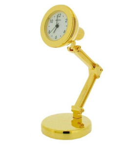 Miniature Clock Gold Plated Study Lamp Solid Brass IMP1058 - CLEARANCE NEEDS RE-BATTERY