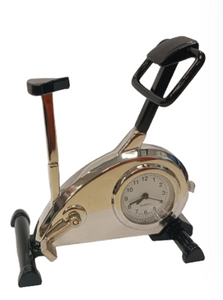 Miniature Clock Silver Plated Metal Gym Exercize Bike Equipment Solid Brass IMP1093 - CLEARANCE NEEDS RE-BATTERY