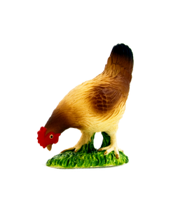 Hen Eating Toy Farmyard Animal Figurine