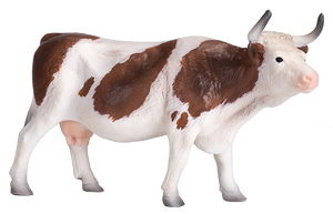 Simmental Cow Toy Realistic Farm Animal Figurine