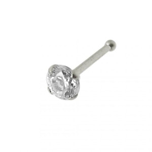14ct Solid Gold CZ Jeweled Nose Stud - High Quality - 22G Thickness - 1.5mm, 2mm, 2.5mm Sizes - 3mm / White Gold