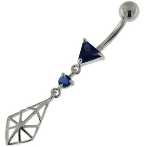 925 Sterling Silver Spider web Belly Button Ring - Dark Blue