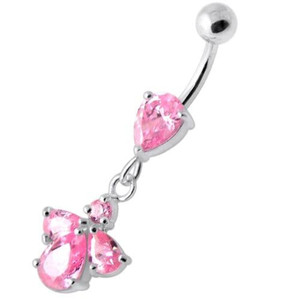 Fancy Jeweled Dangling Belly Banana - Pink