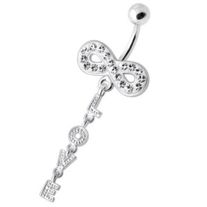Infinity Love Jeweled Navel Belly Ring - Clear