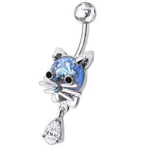 Jeweled Cat Dangling Navel Banana - Lavender