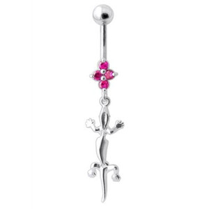 Lizard Belly Banana Dangling Navel Ring - Red