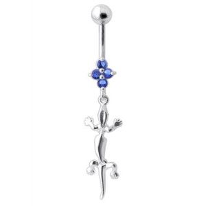 Lizard Belly Banana Dangling Navel Ring - Dark Blue
