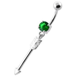 Trendy Arrow belly button bars - Emerald