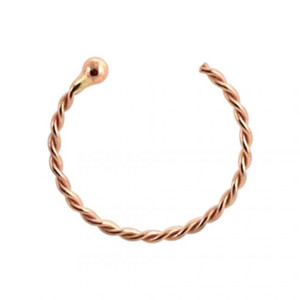 9ct Gold Twisted Open Hoop Nose Ring - Rose Gold