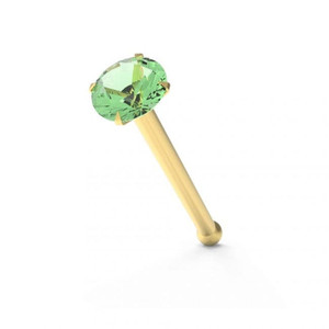 9ct Solid Yellow Gold with Colorful Crystal Stone Jeweled in Prong set Ball End Nose Stud - 1.5mm / Peridot