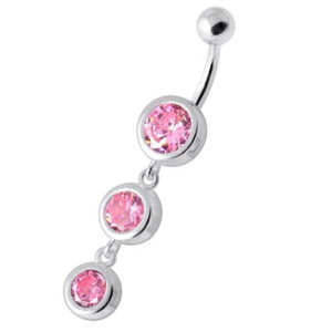 Basel Setting Tri Round Jeweled Belly Banana - Pink