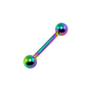 Anodised Tongue Barbell with Ball - 12mm - 4mm / Rainbow