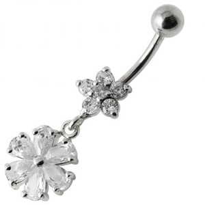 Fancy  Wheel Dangling Belly Ring Body jewelry - Clear