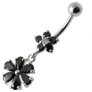 Fancy  Wheel Dangling Belly Ring Body jewelry - Black