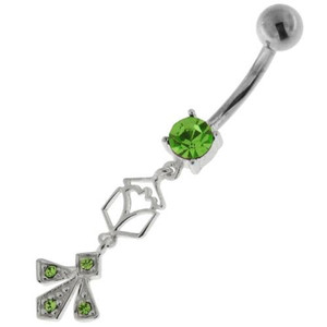 Fleur de lis fusion 925 Sterling Silver Belly Button Ring - Peridot