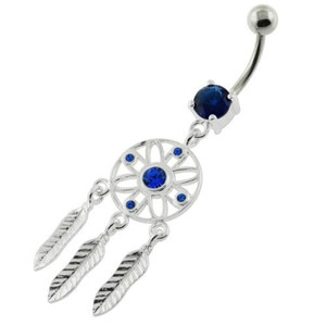 Flower Cut out Dream Catcher belly piercing - Dark Blue