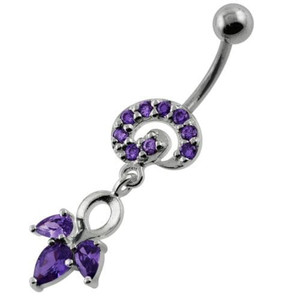 Fany Multi Jeweled Navel Belly Button Piercing - Purple