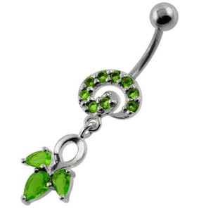 Fany Multi Jeweled Navel Belly Button Piercing - Peridot