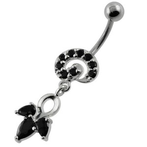 Fany Multi Jeweled Navel Belly Button Piercing - Black