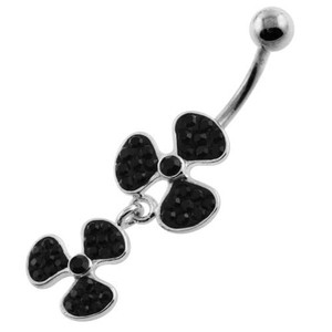 Multi Jeweled Bio-Hazard Navel Belly Piercing - Black