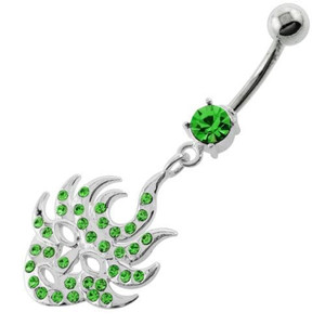 Multi Jeweled Burning Mask Belly Button Ring - Peridot