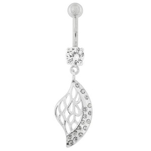 Multi Jeweled Net Dangling Belly Button Ring - Clear