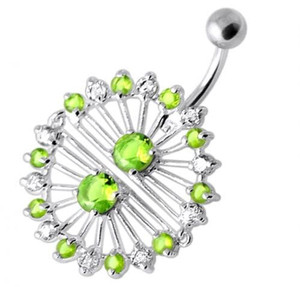 Multi Jeweled Splitted Dangling Belly Banana - Peridot