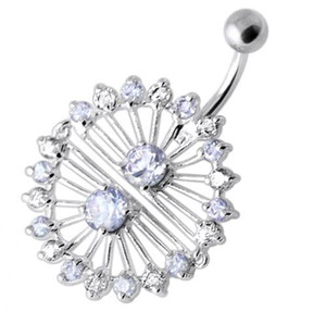 Multi Jeweled Splitted Dangling Belly Banana - Lavender