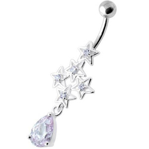 Multi Sparkling Jeweled Stars Navel Belly Ring - Lavender