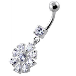 Round Flower Dangling Navel Belly Banana - Lavender