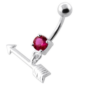 Trendy Arrow belly piercing ring - Red