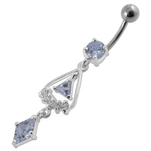 triangled Jewel Fancy Dangling Belly Ring - Lavender