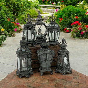 40CM 6 ASSORTED METAL GARDEN LANTERNS