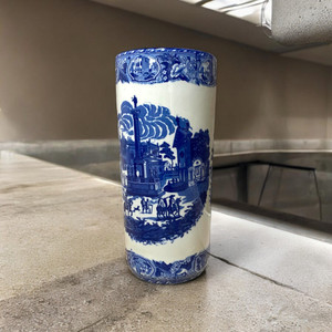 18" ROUND BLUE & WHITE UMBRELLA STAND